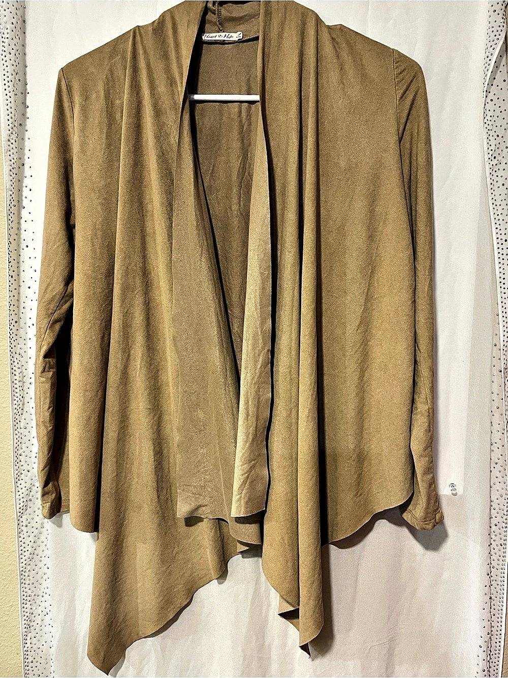 Heart & Hips Women's cropped open front cardigan suerter waist length